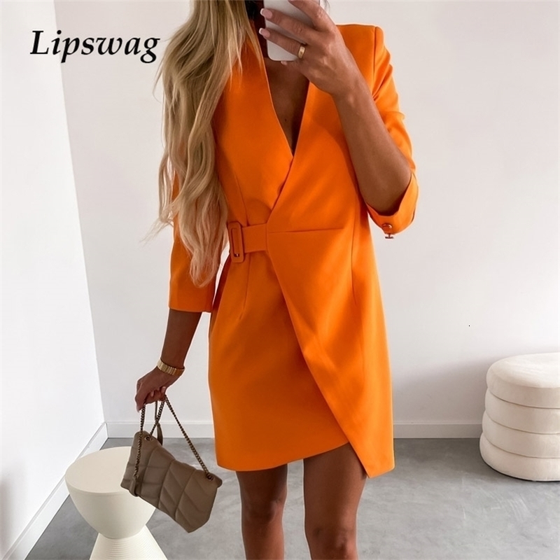 Womens Jackets Elegant V Neck Side Belt Office Lady Suit Autumn Long Sleeve Party Coat Jacket Women Fashion Casual Solid Blazer Outerwear 220901
