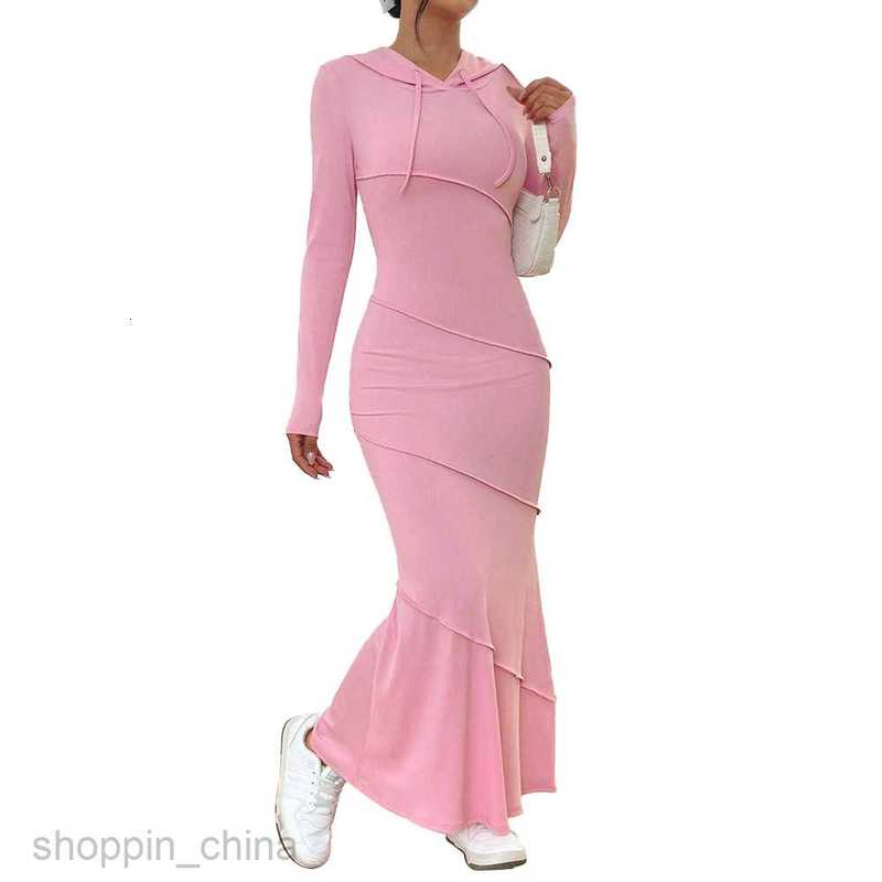 Basic Casual Women Dresses Autumn/Winter New Women's Slim Bag Hip Hooded Long Sleeve Fishtail Dress Casual Style Dress