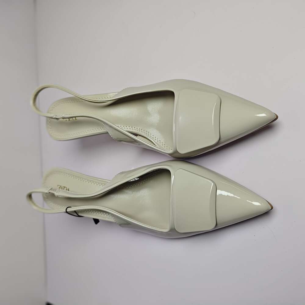 2024 Woman's Elegant Office Heels Beige Pointed Sgback Mid Heeled Sandals Women Fashion Comfortable Single Shoes Summer New