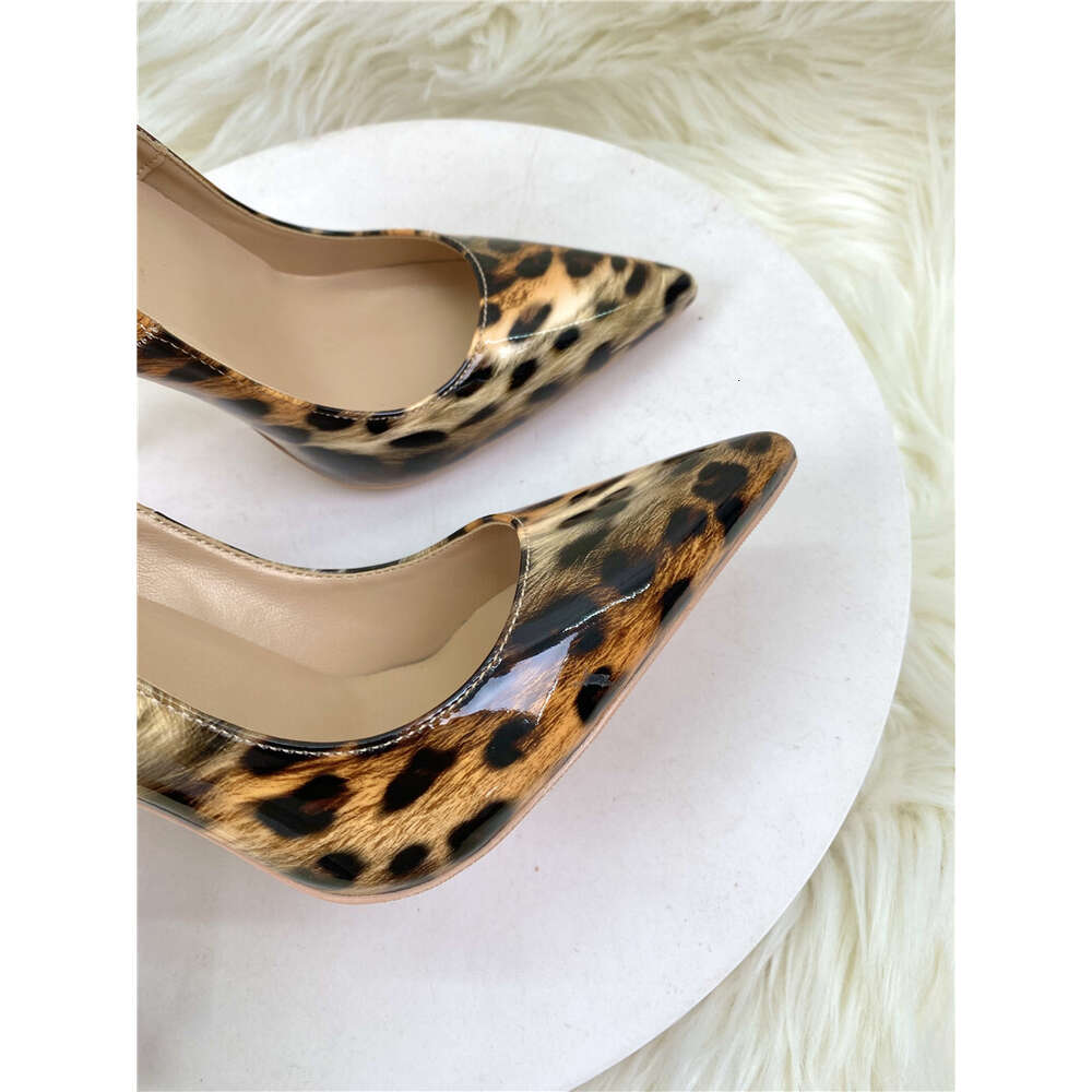 Heelgoo Sexy Women Leopard Patent Pointy Toe High Heel Shoes For Party 8Cm 10Cm 12Cm Celebrity Stiletto Pumps Plus Size 33-46
