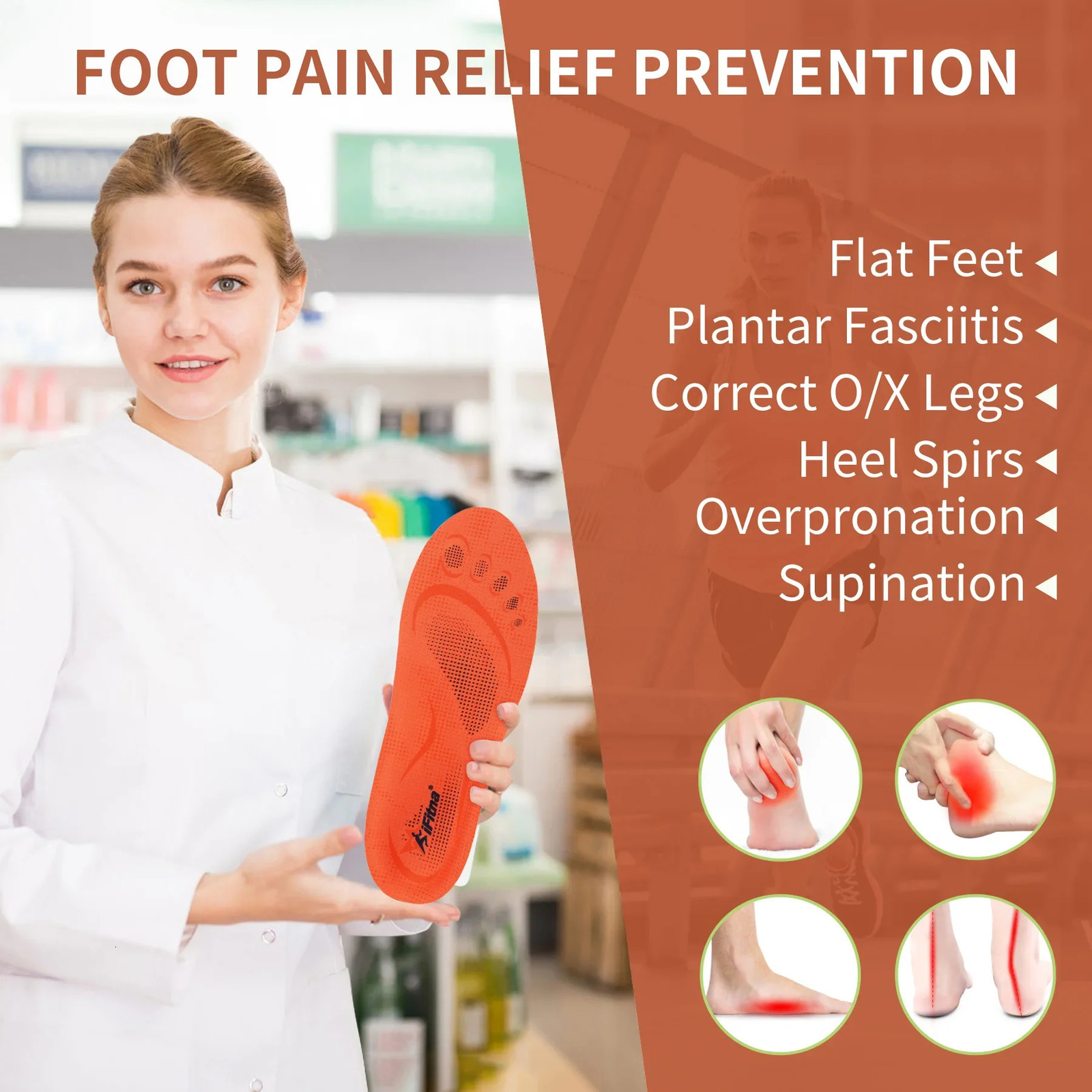 Flat foot orthodontic sports underwear frame with high arch support plant charm mens sports shoes orthodontic underwear frame with plant 240612