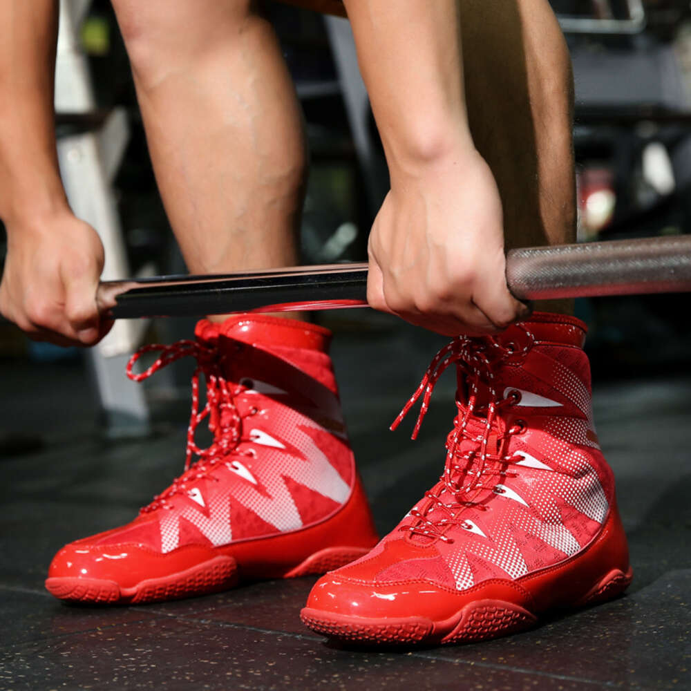 Customized Anti-slip High-top Fiess Youth Training Zapatos De Boxeo Men's Wrestling Boxing Shoes