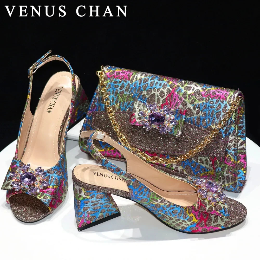 Chan 2024 African Fashion Shoes And Bag Sets For Evening Party With Stones Colorful Italian Handbags Match 240613