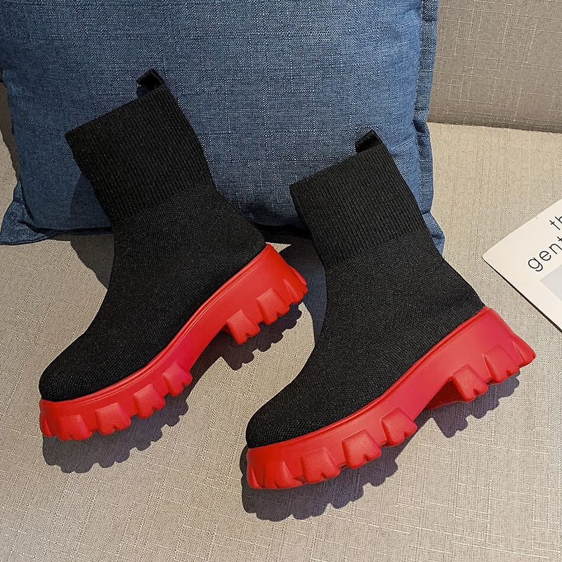 Autumn Winter Women's Martin Boots Thick Sole Casual Style Minimalist Style Round Toe Comfortable Triple Black fashion