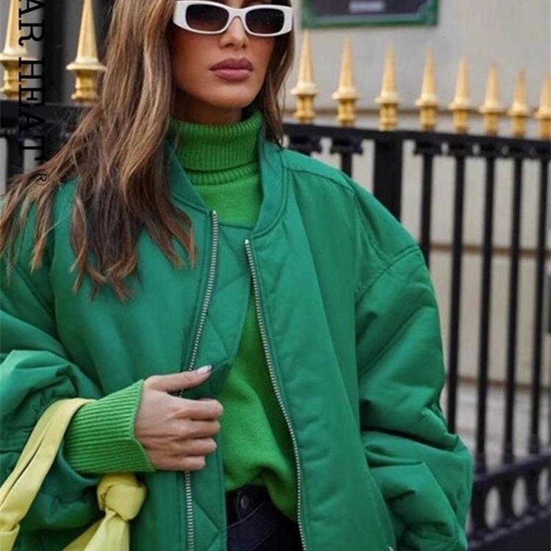 Womens Jacket Casual Solid Pocket Bomber Female Loose Cotton Clothing Coat Autumn Fashion Chic Warm Parka Outwear 220901