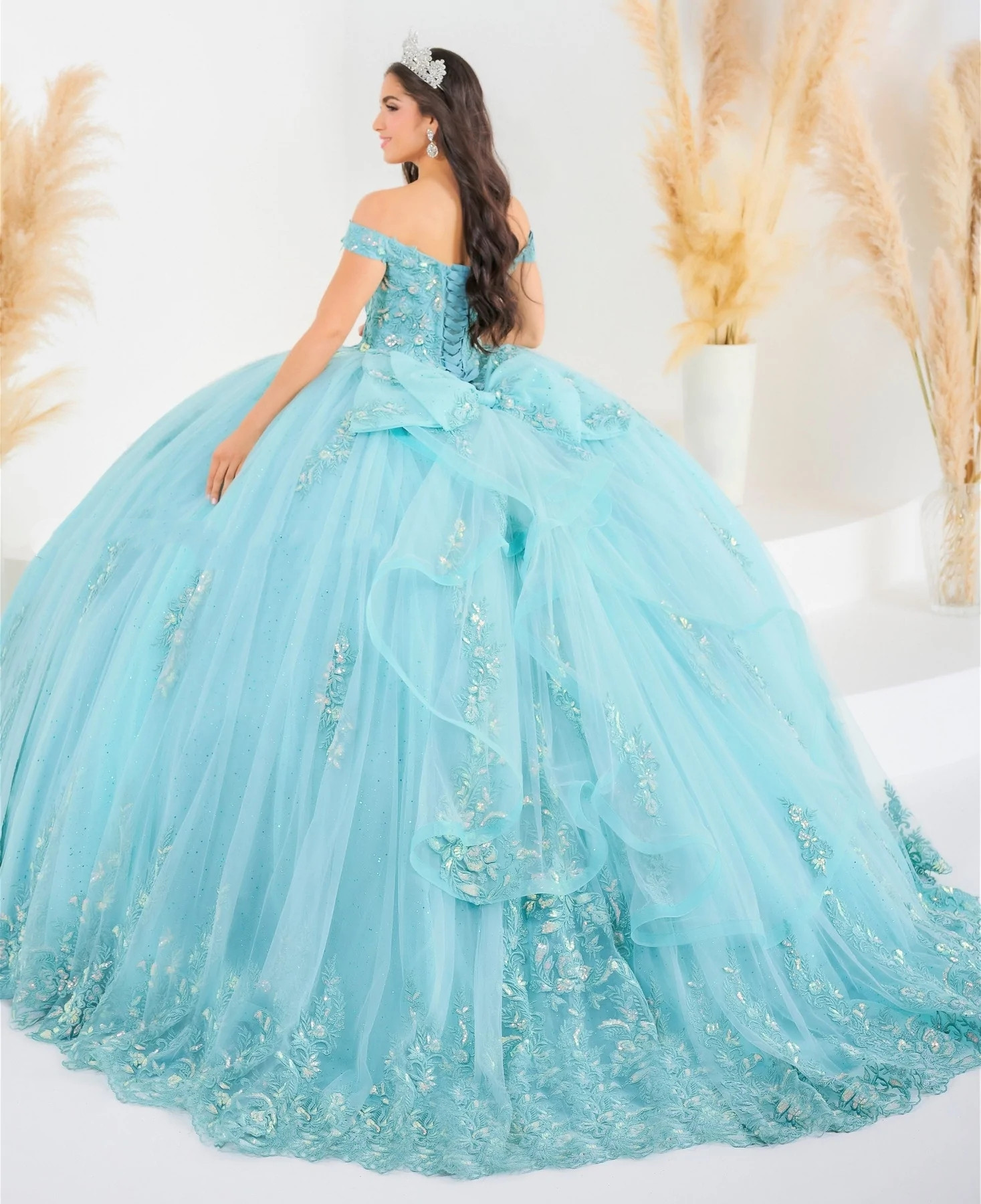 Mexican Quinceanera Dresses Ball Gown Off The Shoulder Appliques Lace Puffy Charro Sweet 16 Dresses 15 Anos