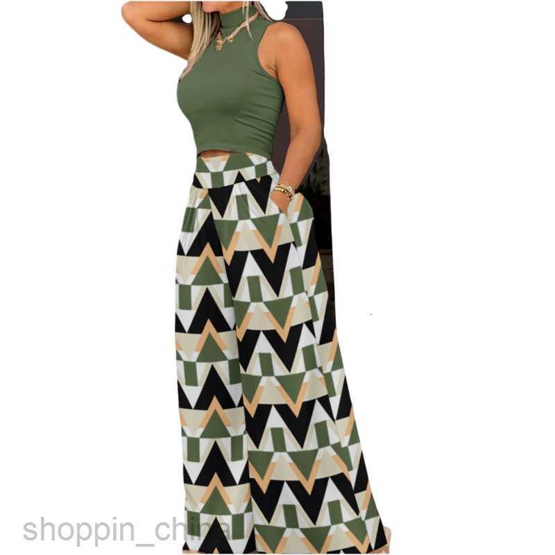 Women's Tracksuits Autumn New Women's Two Piece Tank Top Printed Long Set for Women Sets