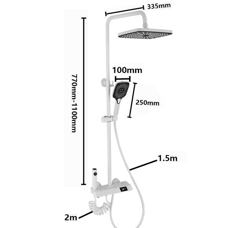 Bathroom Shower Heads Bathroom Shower Faucet Set 4 Functions Temperature Display Shower System Hot Cold Shower Faucet Temperature Control Shower SetsL