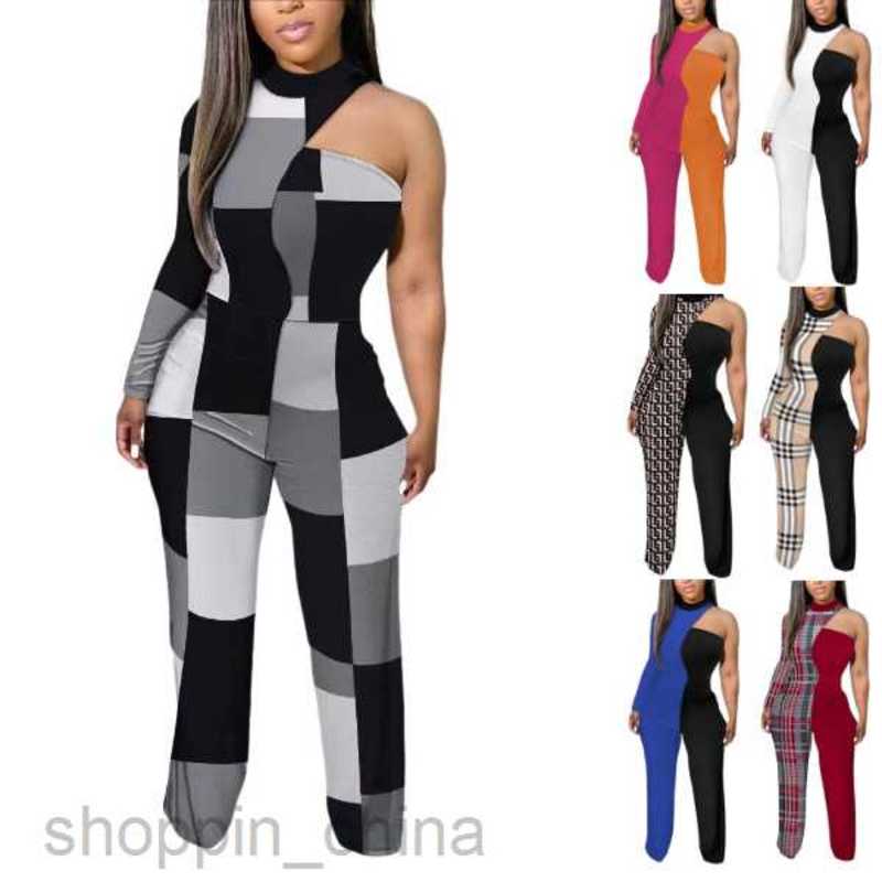 Women's Tracksuits Summer New Women's Irregular Pants Shoulder Commuter jumpsuit Sets