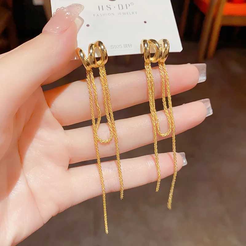 Earrings Korea Japanese Style Jewelry Elegant Long Tassel Stud Earrings for Women Fashion Accessories Delicate Metal Earrings 230831