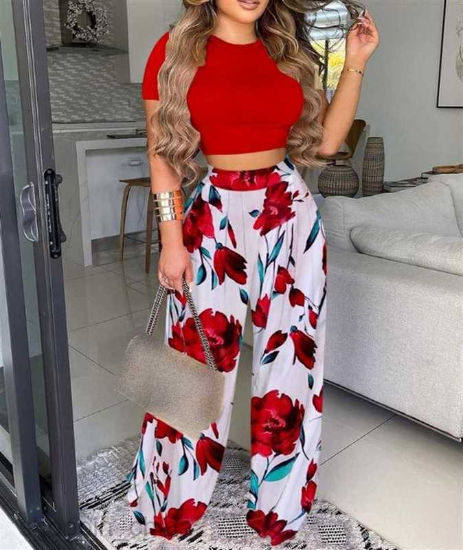 Women's Tracksuits New Women's Printed Two Piece Short Sleeve Casual Set for Women Sets