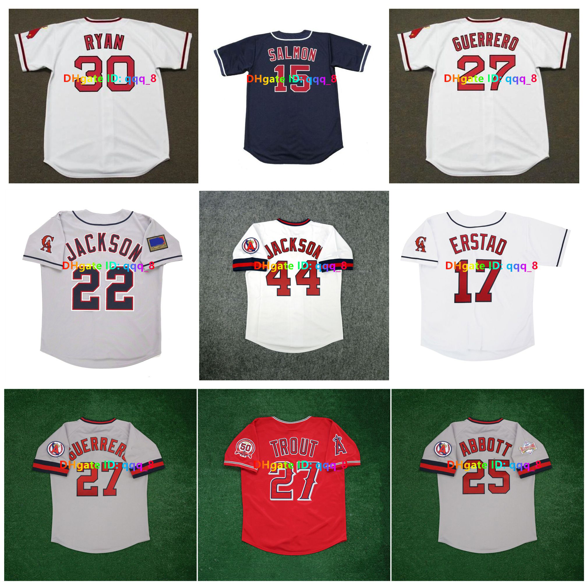 Mike Trout Tim Salmon Nolan Ryan Anaheim Throwback Baseball Jersey Angel Vladimir Guerrero Jim Abbott Bo Pujols Jim Edmonds Reggie Jackson Wally Joyner Size S-4XL