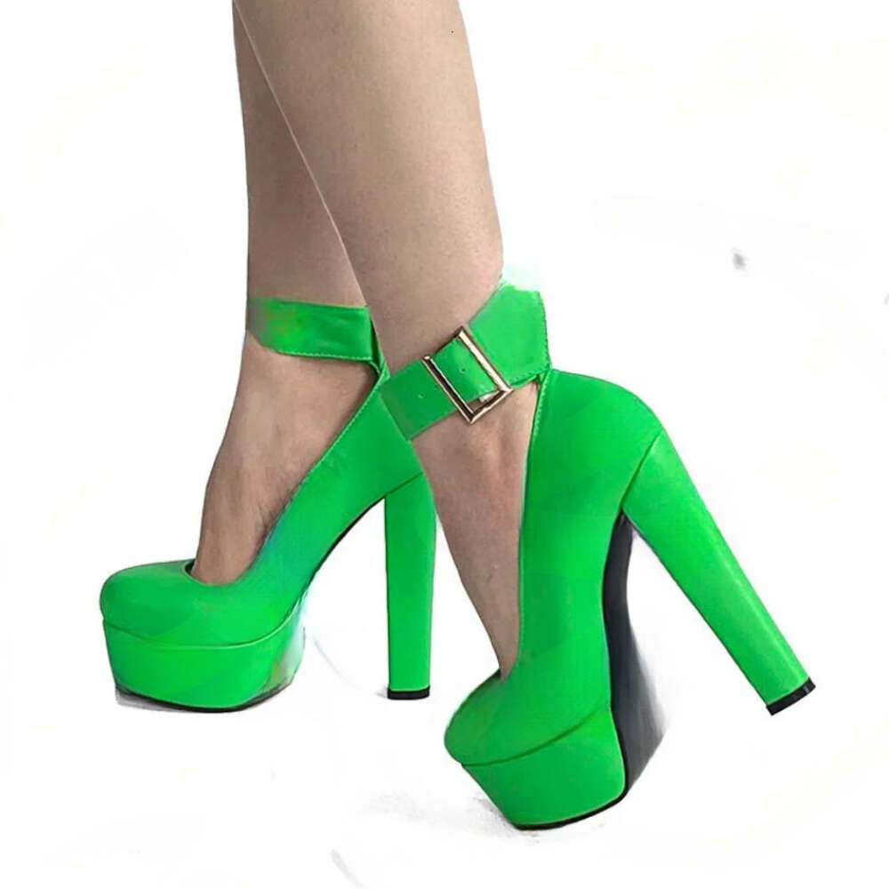 2024 Handmade Spring Pumps Matt Chunky High Heels Round Toe Beautiful Pink Party Shoes Women Plus US Size 5-20