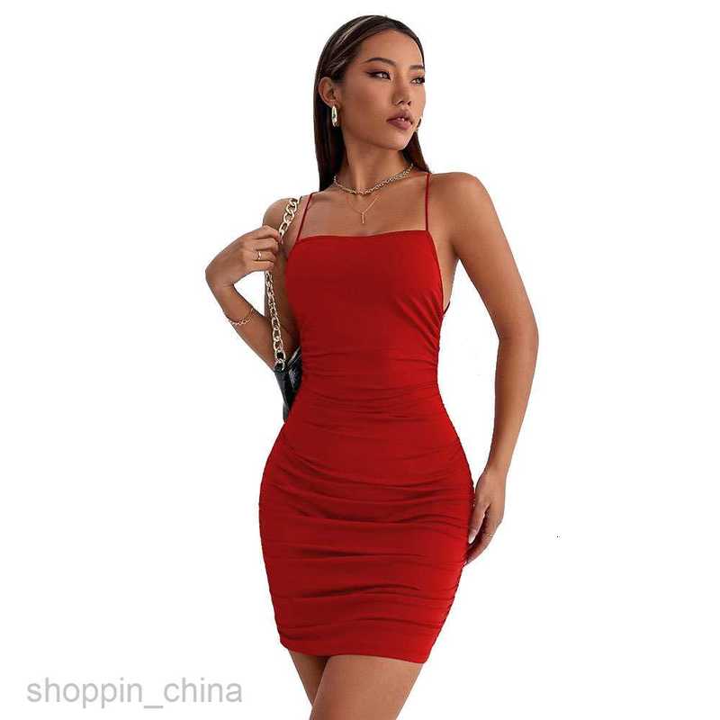 Basic Casual Women Dresses Summer New Women's Wear Waist Wrap Hip Sexy Open Back Suspended Knitted Y2K Dress