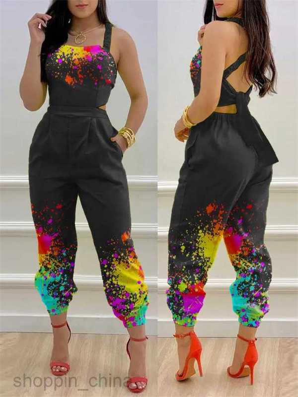 Women's Tracksuits Summer Women's Wear New Fashion Strap Positioning Printed One Piece Sets