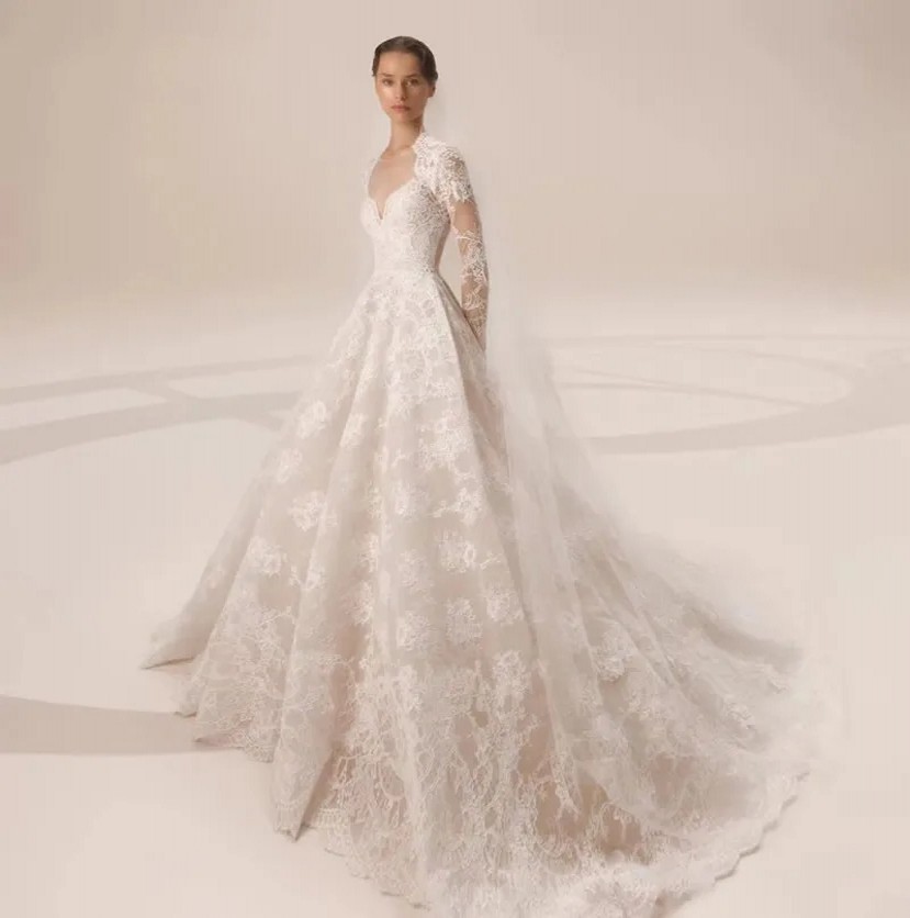 Newest Wedding Dress 2024 A-Line Full Sleeves Sweetheart Neck With Key-Hole Back Princess Bride Gown Vestidos De Novia Custom Made