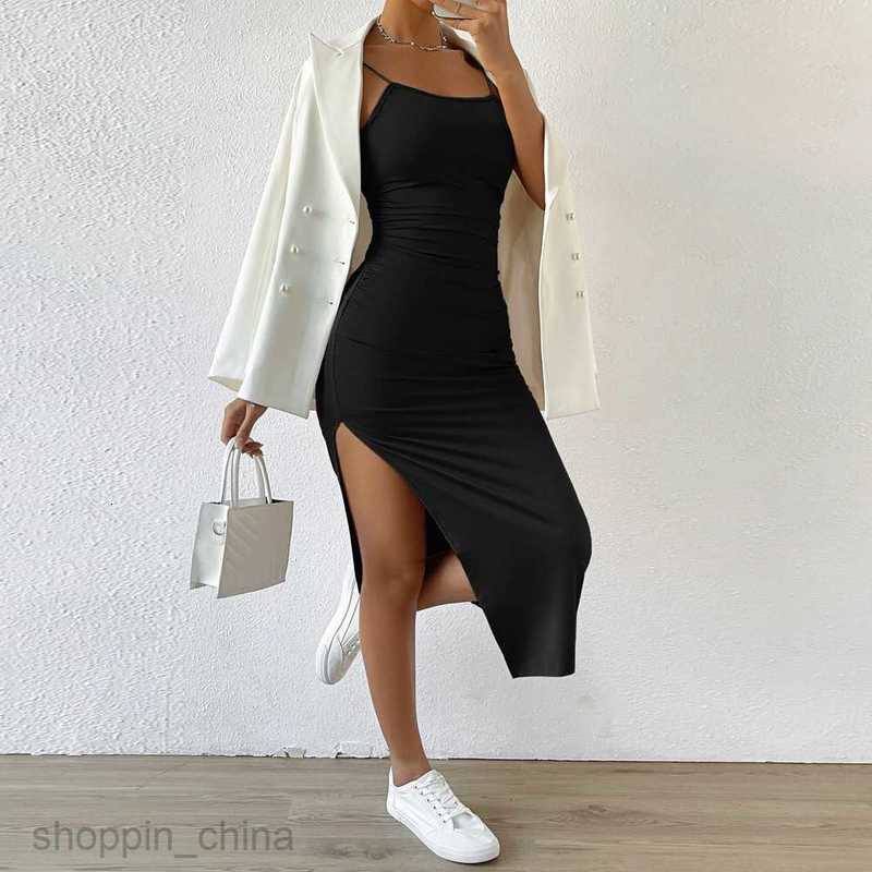 Basic Casual Women Dresses Women's Spring New Sling Dress Sexy Open Back Style Split Step Dress Wrapped Hip Dress for Women