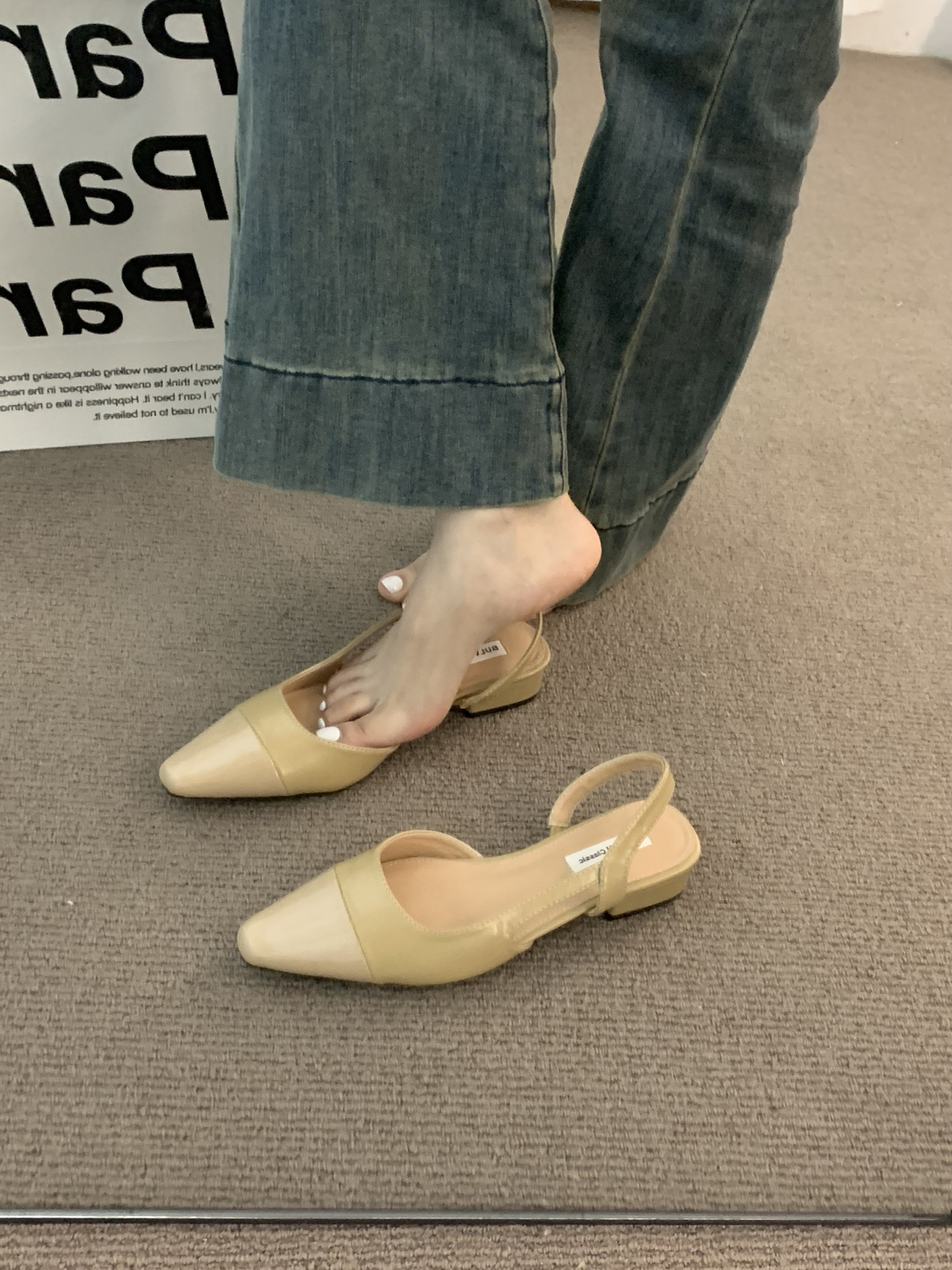 Women's Shoes New Design Korean version Chunky Heel Gentle Style Vintage Style Minimalist Style Triple Beige Free shipping