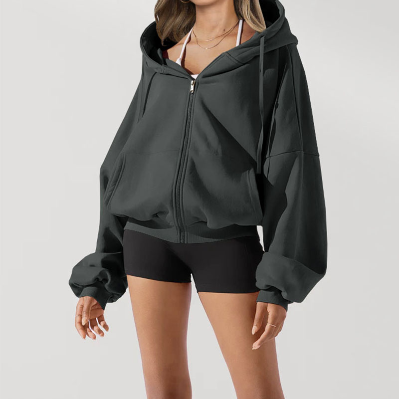 Women's Hoodies Womens Zip Up Long Sleeve Hooded Sweatshirt Pullover Hoodie Oversized Clothe Top Street Fashion Casual Jacket