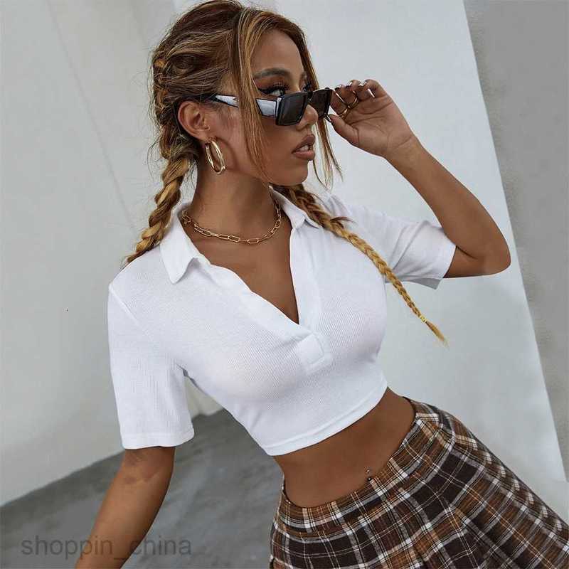 Women's T Shirt Women's casual sports slim ultra short polo collar short sleeved women's T-shirt top for women tees tops