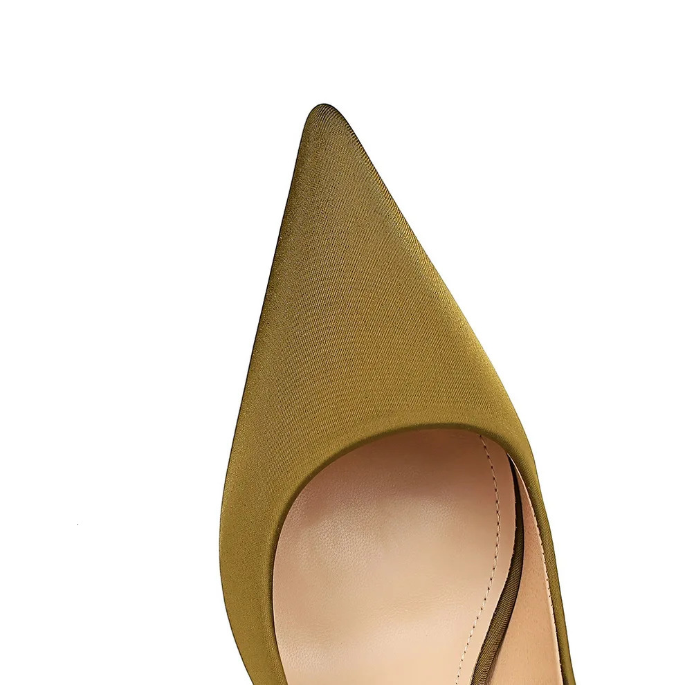 Womens 7.5cm 10.5cm High Heels Scarf Silk Satin Pump Office Womens Green fetish Wedding Bridal Ball Shoes Plus Size 34-43 240612