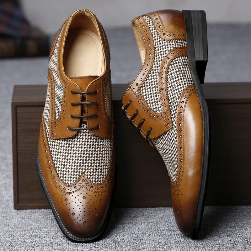 Quality Men Brogue Dress Shoes Classic Business Man Formal Shoes Casual Party Banquet Male Leather Shoes Oxfords Footwear 240614