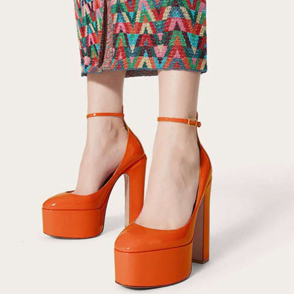 New Super High Heels Patent Leather Pumps Round Toe Platform Shoes Women Fashion Party Sandalias De Las Mujeres