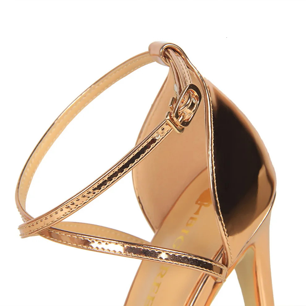 Womens fetish 8cm 11cm high heels summer mid low foot champagne gold sandals Roman pumps womens gladiator slim high heels 240612