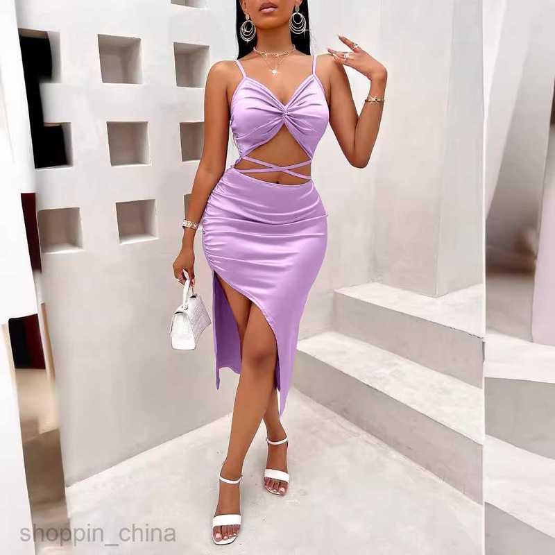 Basic Casual Women Dresses Summer New Fashion Women's Sexy Twisted Strap Colored Ding Dress