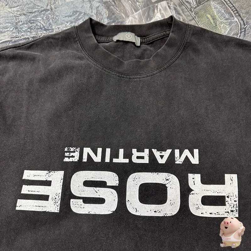 Men's T-Shirts New Oversize Washed Martine Rose Round Neck T Shirt Men Women T-shirt Top Tees J240611