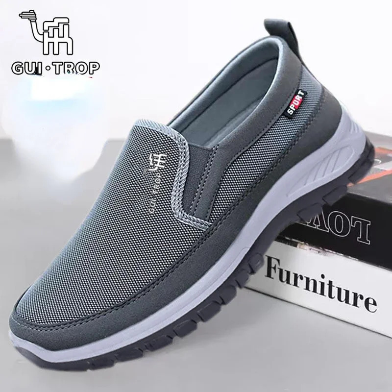 Mens canvas shoes breathable soft bottom anti slip casual shoes durable comfortable sliding walking mens vulcanized shoes Tenis 240612