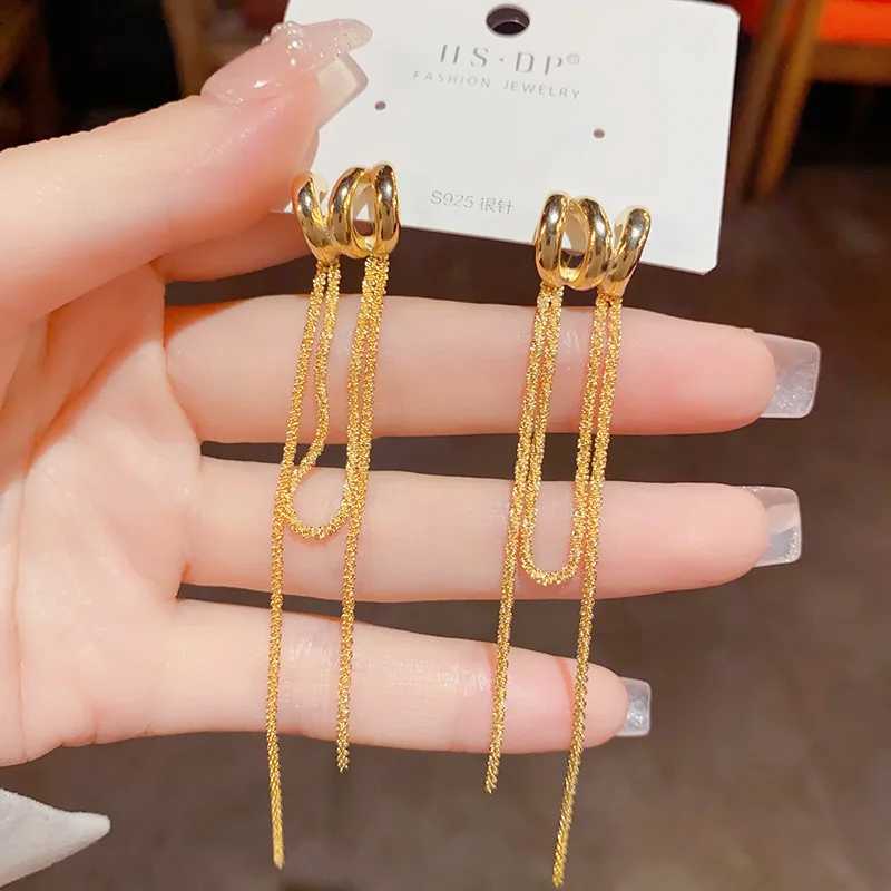 Earrings Korea Japanese Style Jewelry Elegant Long Tassel Stud Earrings for Women Fashion Accessories Delicate Metal Earrings 230831