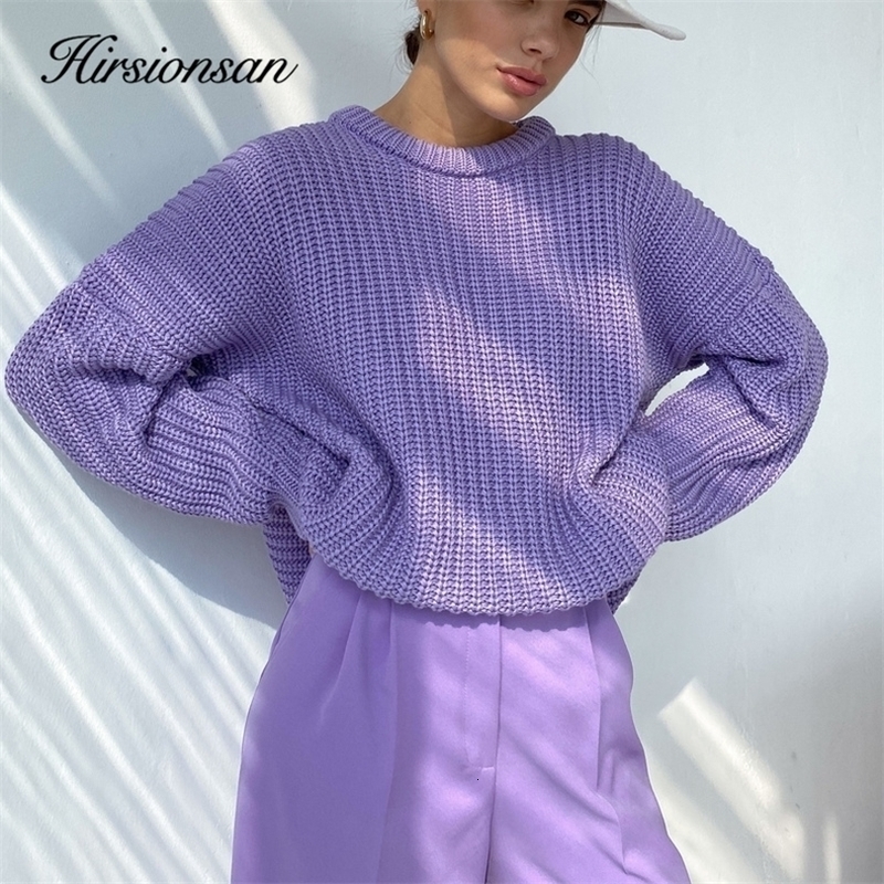 Womens Sweaters Hirsionsan Thicken Loose Sweater Women Elegant Autumn Winter Warm Oversized Knitted Pullovers Casual Cashmere Solid Female Tops 220906