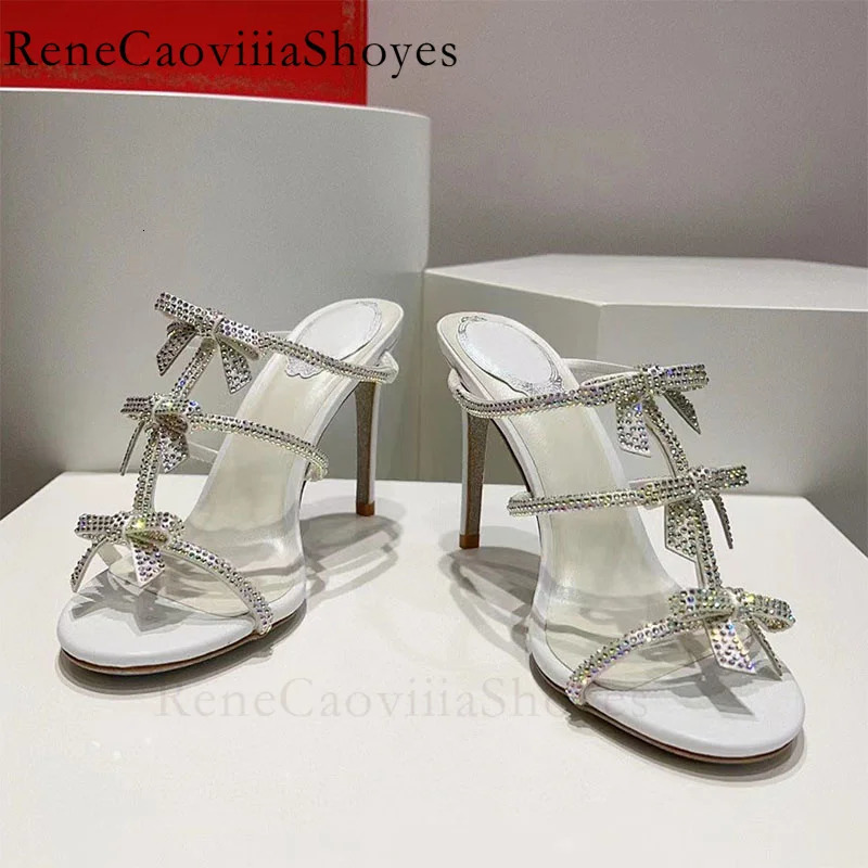 High Heels Crystal Slippers Women Butterfly-knot Rhinestone Party Shoes Female Summer Sexy Runway Gladiator Sandal Woman 240614