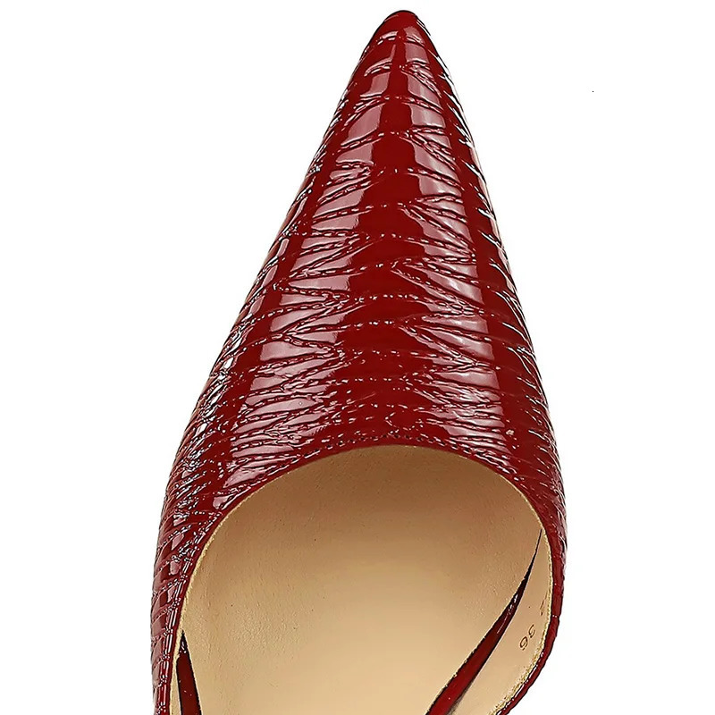 Womens 11cm high heels slim high heels pump toes wine red nude high heels womens side hollow patent leather wedding dress shoes 240612