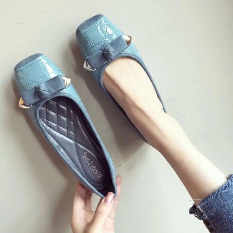 Blue Flat Regular Leather Casual Square Womens Shoes Womens Summer Shoes White Pink Logo Wholesale A 240612