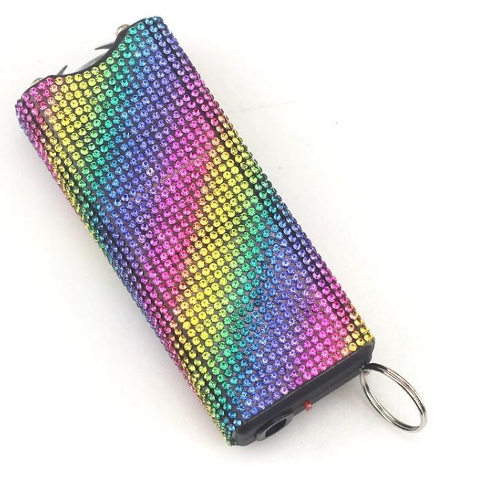 24 Colors Flashlight Self Defense Keychains Diamond Flash-light Key chain Outdoor Defense For Women survival rescue Tool