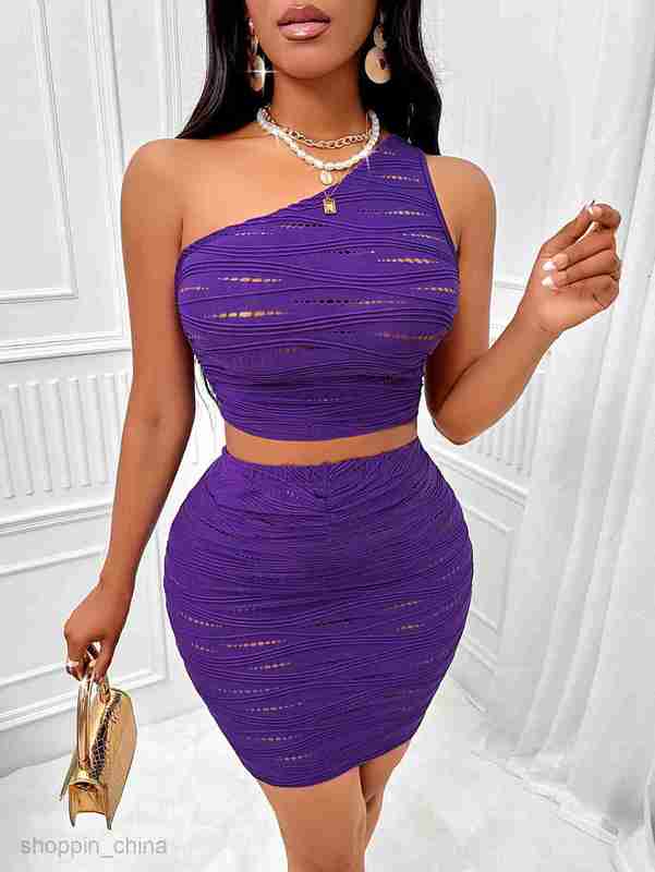 Two Piece Dress Sets Summer Leisure Fashion New Women's Solid Color Slanted Neck Sleeveless Set