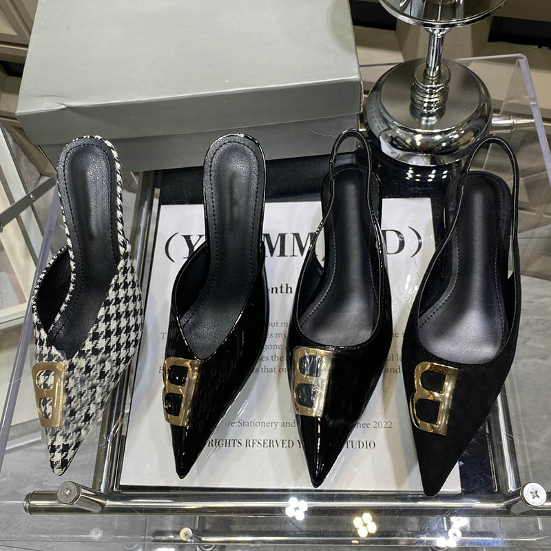 Designer Shoes High Heels Slingback Pointed Toes Kitten Heel Luxury Shoes Chaussures Womandress High Heels Stiletto Heel 8cm Classic Style Dress Banquet Shoes