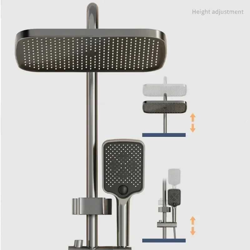 Bathroom Shower Heads Bathroom Shower Faucet Set 4 Functions Temperature Display Shower System Hot Cold Shower Faucet Temperature Control Shower SetsL