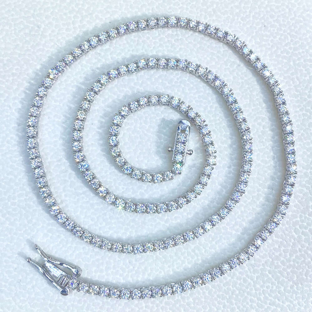 Traxnyc Silver or Gold Iced Out Diamond Tennis Chains 4mm Vvs White Chain Necklaces for Men Women