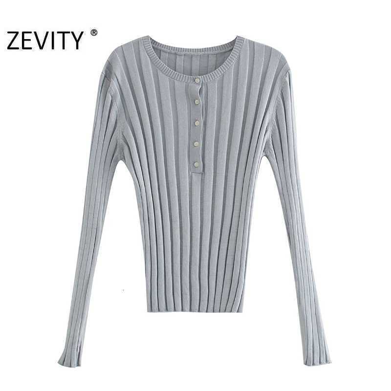 ZEVITY women fashion o neck solid color thread knitting Sweater chic female long sleeve casual slim leisure tops S406 210603