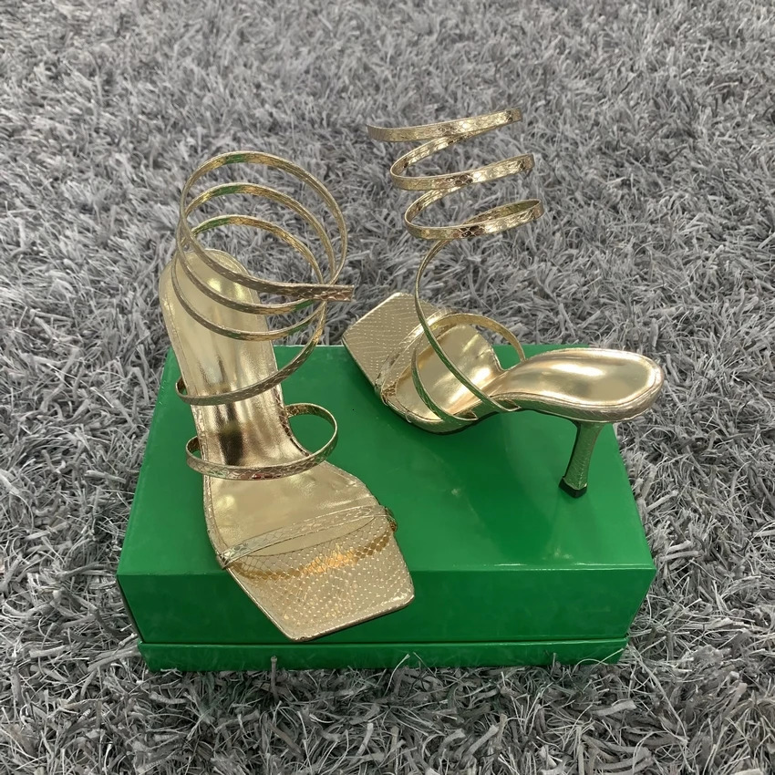 Fashion Summer Womens High Heel Sandals Thin High Heel Narrow Band Roman Sandals Gladiator Ankle Cross Band Sandals Womens 240614