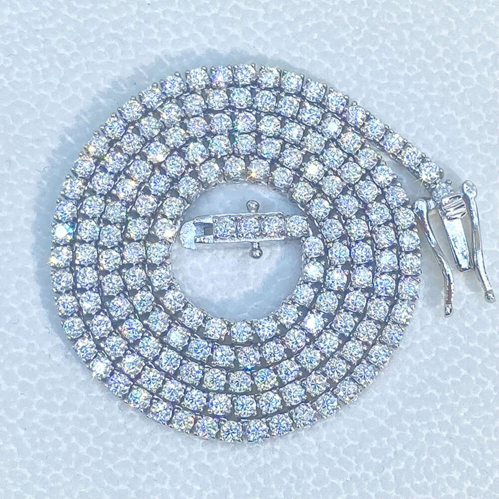 Traxnyc Silver or Gold Iced Out Diamond Tennis Chains 4mm Vvs White Chain Necklaces for Men Women