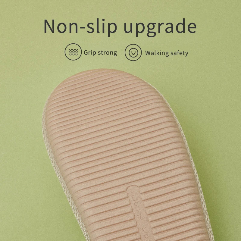 UTUNE Linen Womens Slippers Outdoor Summer Silent Lightweight Vacation Travel Comfortable Shoes Anti slip Flat Thick Sole Household Slippers 240612