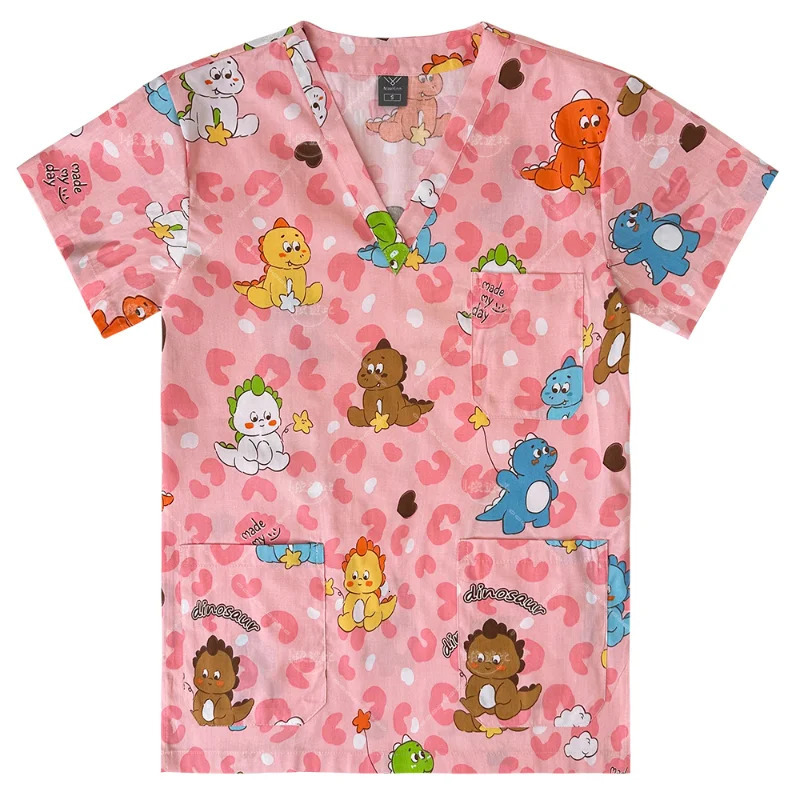 Womens Nursing Clothing High-quality Print Top Accessories Doctors Uniform Hospital Nurse Beauty Salon Scrubs Top Women 240604