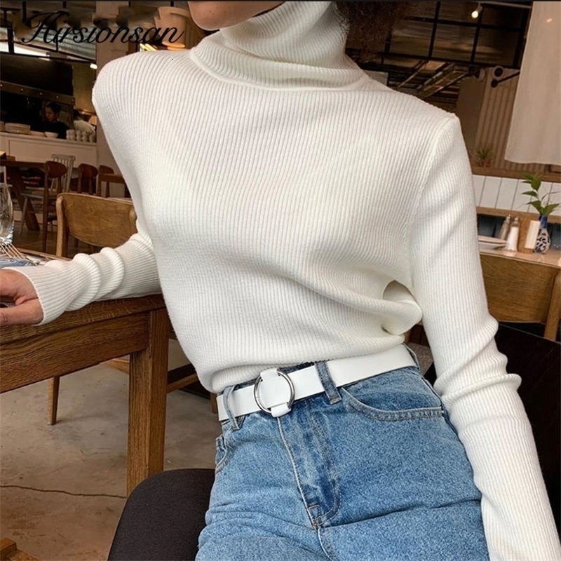 Womens Sweaters Hirsionsan Basic Warm Knitted Women Autumn Winter Turtleneck Pullovers Slim Skinny Solid Jumper Elastic Tops 220906