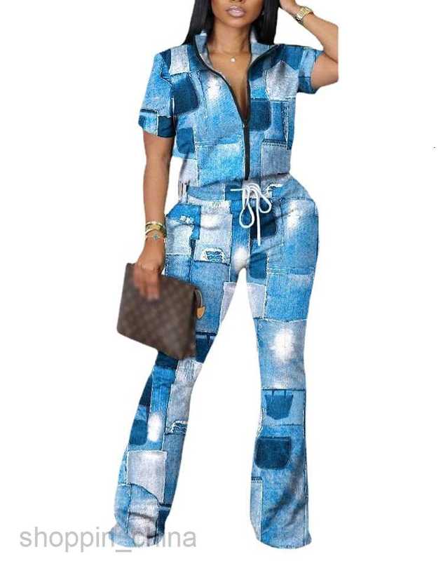 Women's Tracksuits Women's spring and summer new two-piece fashion zipper short-sleeved trousers set Sets