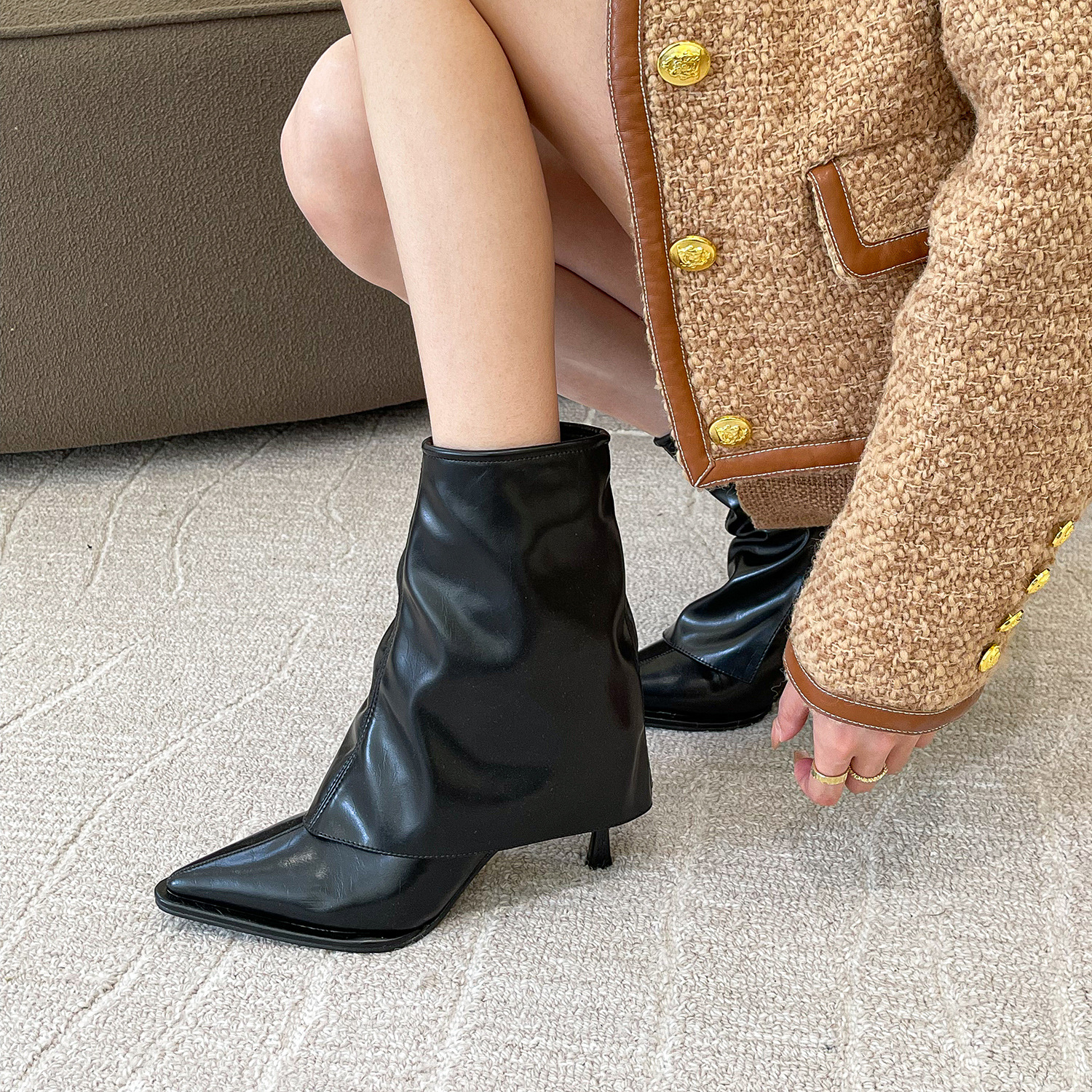 Women's Trouser boots Autumn Casual Style Sexy Style Minimalist style Stiletto Heel Comfortable Triple Brown Free shipping
