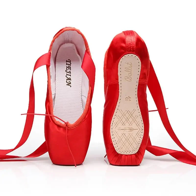 Point Shoes Dance Ballet Super Satin Sole Hard Leather Sole Professional Pointe Shoes Womens 240614